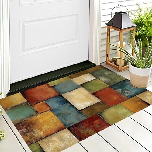 Tapis de porte avant décoratif intérieur avec géométrie abstraite pour porche