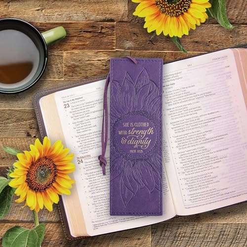 Image of Christian Art Gifts Faux Leather Scripture Bookmark: Strength and Dignity