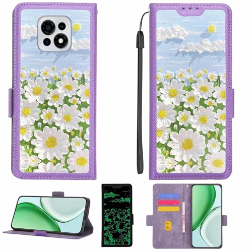 Kinetijy Case Compatible for Casper VIA M30 Phone Case Flip Cover [with Tempered Glass Screen Protector][RFID Blocking][Luminous Effect] LPT-CJ