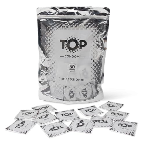 TOP Kondome 50 Stück Packung, Standard, natürlich und gefühlsecht, aus Latex, mit Reservoir, Durchmesser 53 mm, für Männer