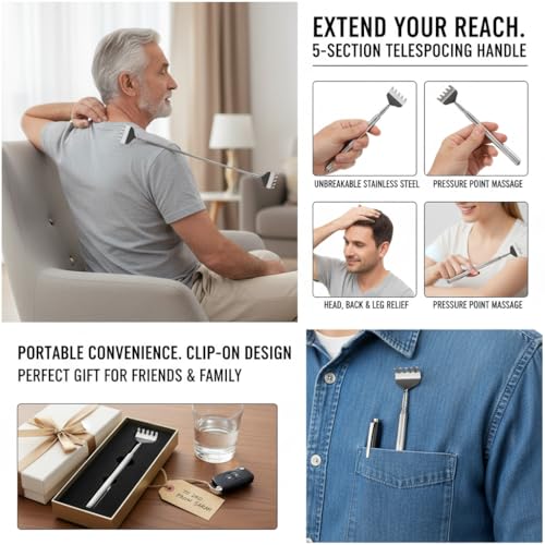 Gratte-dos extensible télescopique POCREATION : lot de 10 gratte-dos pliables - 6