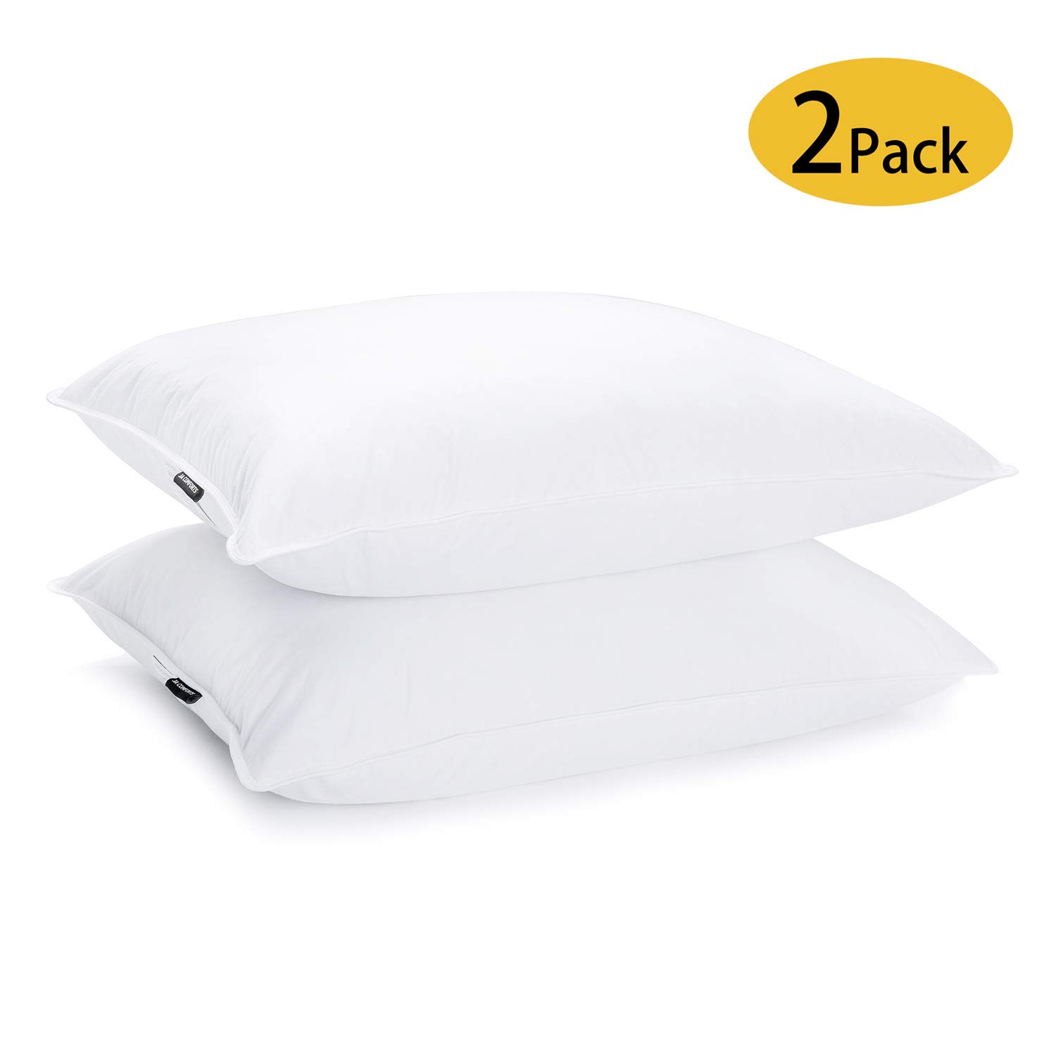 JA COMFORTS Duck Feather and Down Bed Pillows for Sleeping(2 Pack)- Standard/Queen(20IN×28IN), Hotel Collection, Natural Filling, Natural Cotton Cover, White