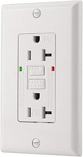 Wengart GFCI Electrical Outlet,Automatic Trip Protection,UL Listed,Self Test GFCI Receptacle with 2 LED Indicator,Wall Plate and Screws Included,White (1pack_20A_WR)