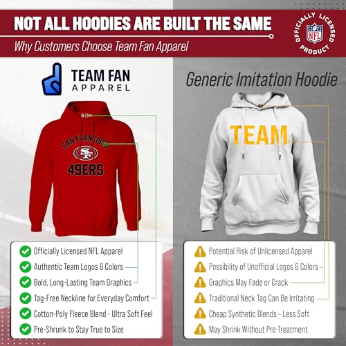 Image of Team Fan Apparel NFL Gameday Hoodie Pullover Sweatshirt for Men and Women | Officially licensed NFL Gameday fleece pullover - kangaroo pocket, ribbed cuffs, drawstring hood, unisex fit