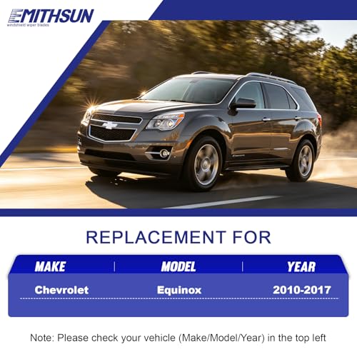 Image of EMITHSUN Replacement for 2010-2017 Chevrolet Equinox Windshield Wipers | 24 inch+17 inch+13 inch,OEM Quality,Front & Rear Wipers,Stable & Quiet Performance,All-Seasons Rubber Wiper Blades,Streak-Free Wiping