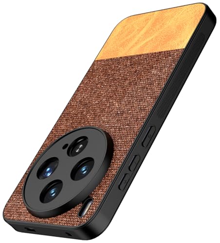 Image of Kapa Soft Fabric & Leather Hybrid Protective Back Cover for Vivo X300 5G | Shockproof Slim Hard Anti Slip Back Case (Brown)