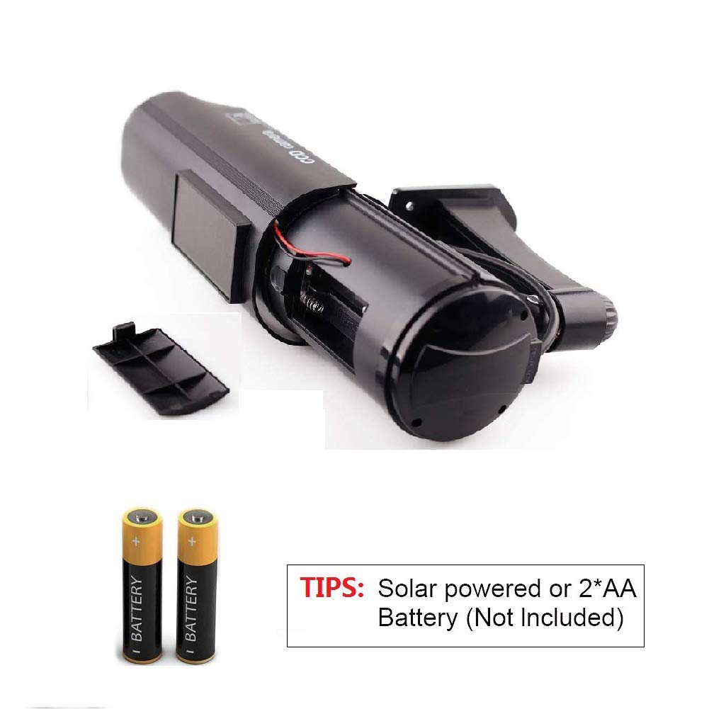 Dummy cámara de Seguridad, Sistema de vigilancia CCTV Falso, con Luces Intermitentes Rojas realistas y Adhesivo de Advertencia para Interior y Exterior (1, Negro)