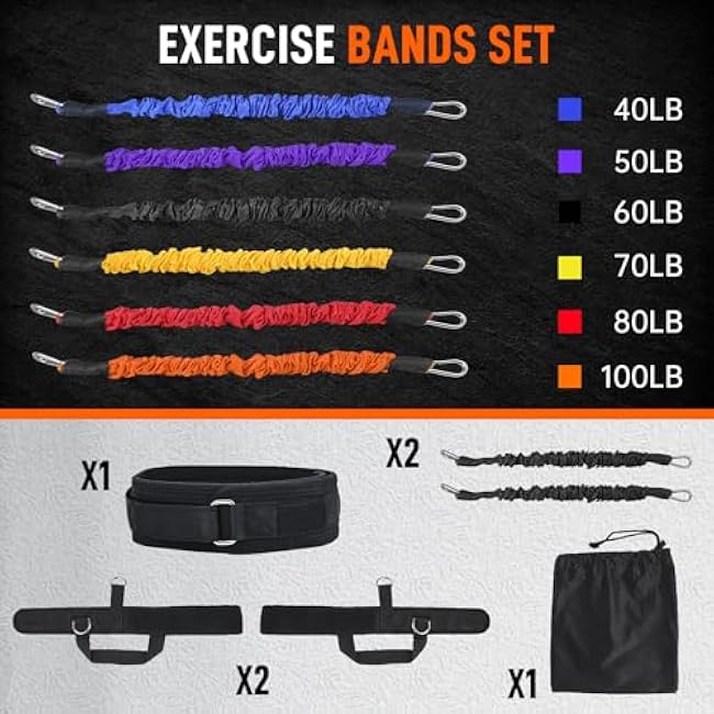 Vertical Jump Trainer Leg Strength Ankle Resistance Bands Set with Cuffs Workout Equipment for Leaping Fitness Basketball Volleyball Football Tennis Jumping Strength Training Equipment