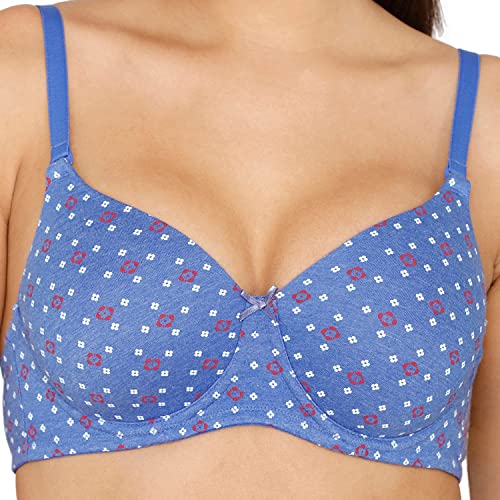 Image of Rosaline Padded Wired 3 /4th Coverage T-Shirt Bra for Women - Amparo Blue