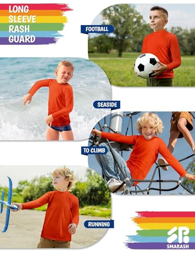Image of Boys Rash Guard Swim Shirts Long Sleeve UPF 50+ Swimwear Toddler Kids Sun Protection SPF Water Surfing Swimming Shirts 0-16Y