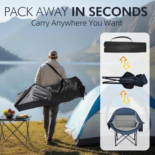 Image of Oversized Camping Chairs for Adults - Heavy Duty Padded Outdoor Camp Chair