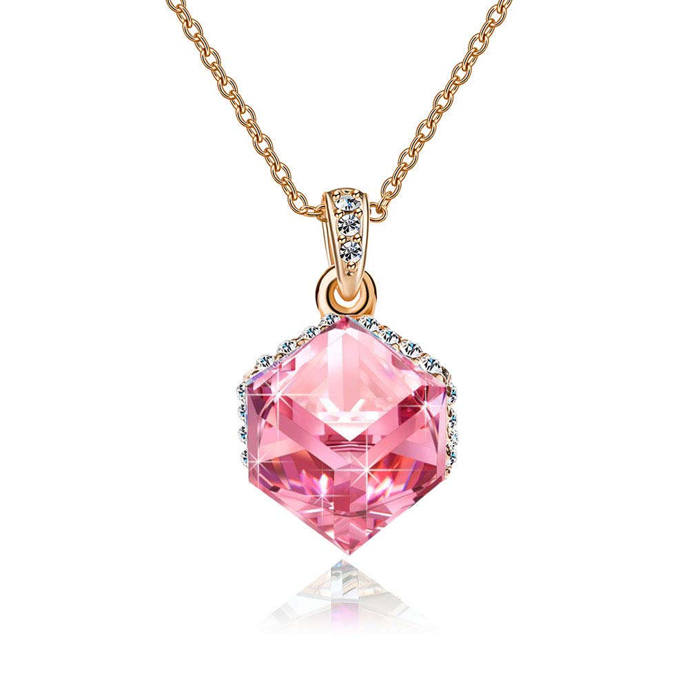 EVEVICColor Changing Cubic Austrian Crystal Pendant Necklaces for Women 14K Gold Plated Hypoallergenic Jewelry