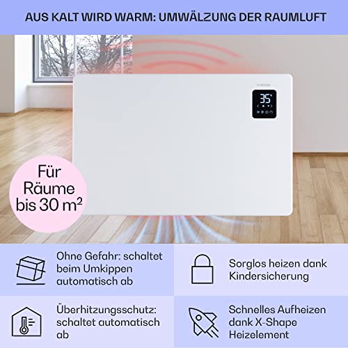 Elektrische Kühlbox TRESKO Glaskonvektor Elektroheizung 2000W – Stand- Oder Wandheizung, Instant-Heat, IP24, 5-50°C Konvektor Mit Thermostat