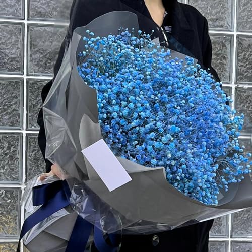 Dried Baby's Breath Flowers Bouquet Natural Dried Flowers Baby's Breath Real Gypsophila Branches for Wedding Table Vase Party Garden DIY Wreath Floral Home Decor(Sapphire blue) - Image 4