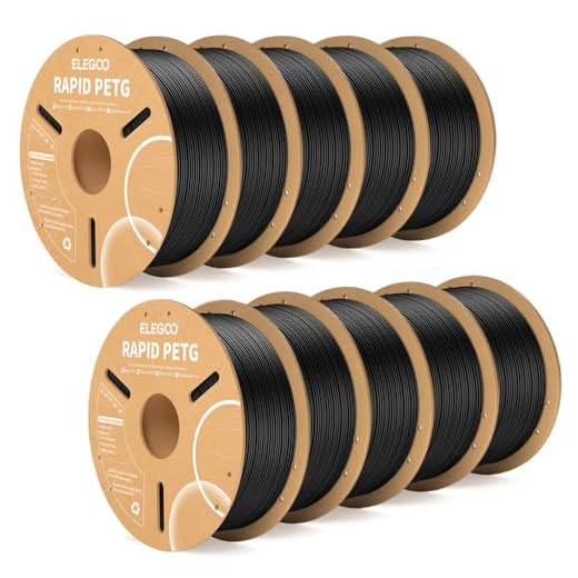 ELEGOO Rapid PETG Filament 1.75mm Black 10KG, High Speed 600mm/s 3D Printer Filament Dimensional Accuracy +/- 0.02 mm, 10 Pack 1kg Cardboard Spool(2.2lbs) Fits for Most FDM 3D Printers