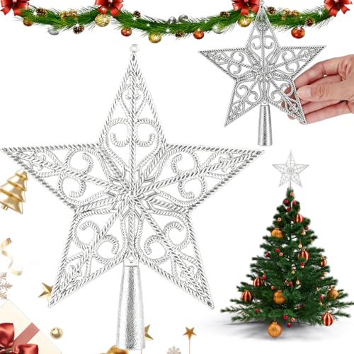 Weihnachtsbaumspitze Stern Silber, Christbaumspitze Stern,...