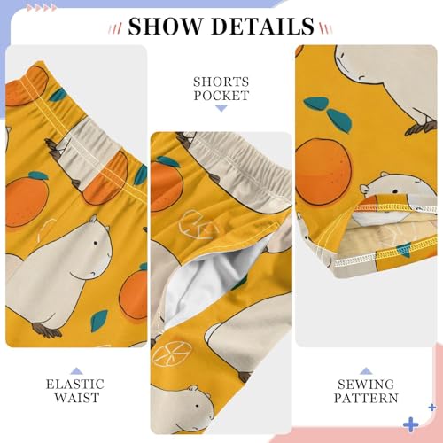 Orange Capybara Pattern Pajama Pants Long Sleep Pants Soft Pajama Bottoms With Pockets Loungewear3