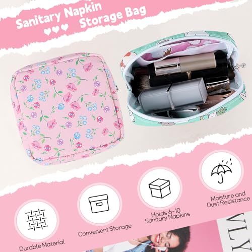 Image of Period Bag Pouch Soft Cloth Sanitary Napkin Storage Bag Portable Menstrual Pad Pouches Tampon Holder for Purse First Period Kit for Girls 9-12 (Black Striped Dog)