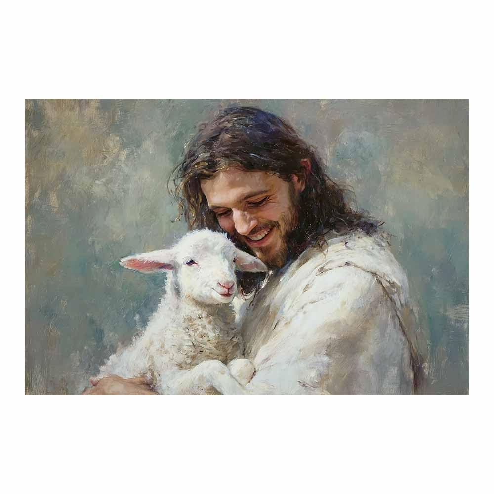 ZAMAEIU Jesus Canvas Wall Art Honoring thes infant Christian Painting Print for Bedroom Living Room Bathroom Home Wall Decor Church Decor(white)-80x120cm Unframed