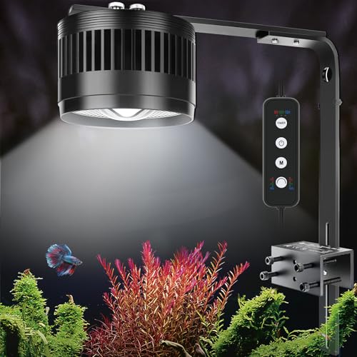 Image of AQQA Aquarium Clip-On Stream Light with Controller, LED Fish Tank Light with 3 Modes (White /RGB /Full Spectrum), Timer & 6 Brightness Levels, Adjustable Clamp for Freshwater Plants Fish Tanks 80W
