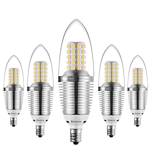 Bogao (5 Pack) LED Candelabra Bulb, 12W LED Candle Bulbs, 85-100 Watt Light Bulbs Equivalent, E12 Candelabra Base,1200 Lumens LED Lights,Torpedo Shape Warm White 3000K