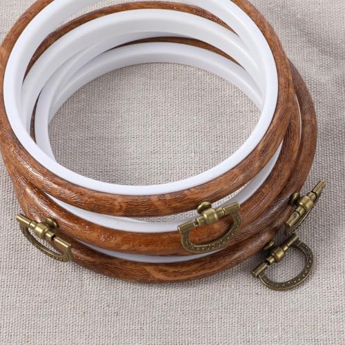 Image of 3 Pieces 3 Inch Embroidery Hoop Set, Cross Stitch Ornament Frames, Embroidery Hoop Imitated Wood Display Frame for Art Craft Sewing and Hanging Decor