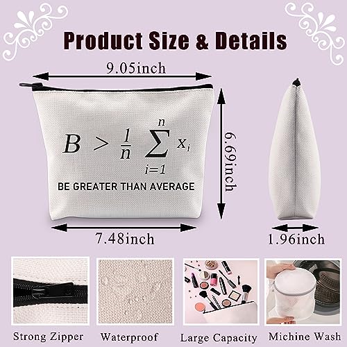 PLITI Math Makeup Bag Be Greater Than Average Math Lover Gift Mathematician Gift Math Teacher Appreciation Zipper Pouch (Greater Than AverageU) - Image 2