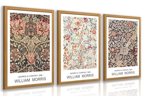 LLEEMPI William Morris Wall Art Set of 3, Vintage Botanical