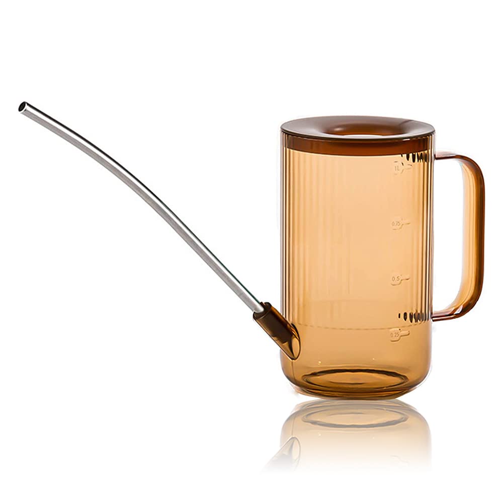 Exrp Long Spout Watering Can Indoor, Small Watering Cans for House Plants, Flowers, Succulents (Brown)