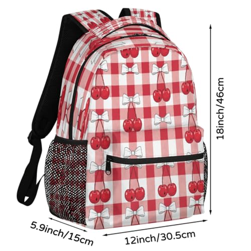 Mochila escolar de viaje Cherry Check de 15.6 pulgadas para estudiantes 2