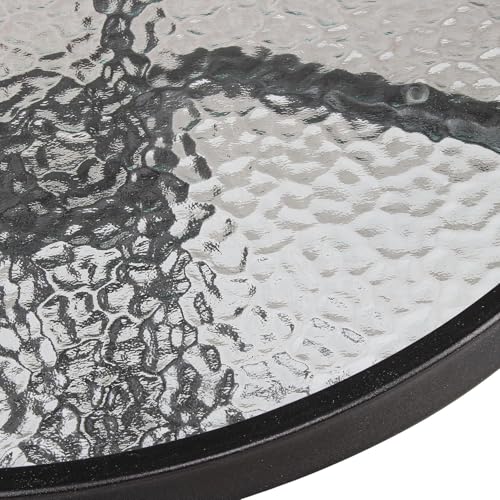 Image of Creative Outdoor Bistro Tables Set of 2, Round Glass Top, Black Metal Frame, Garden Patio Cafe Style (Pack of 2)
