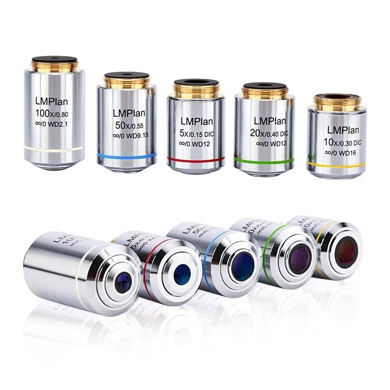 Microscope 5X 10X 20X 50X 100x Microscope Objective Differential Interference Objective Metallurgical Microscope Infinite Plane Long Working Distance Objective(10X)