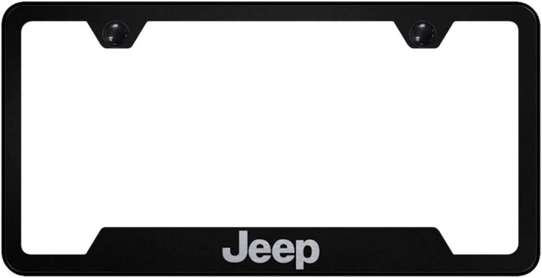 Au-Tomotive Gold Jeep Stainless Steel Frame Wrangler Grand Cherokee Laser Etched