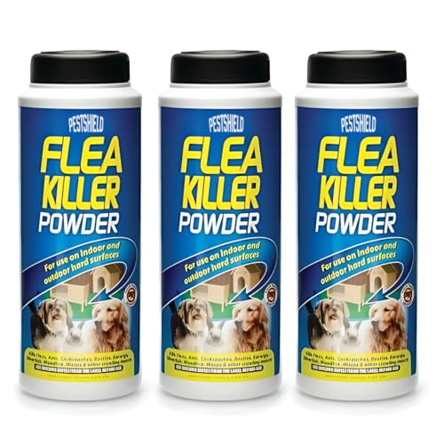 Pestshield 3 x Flea Killer Powder Crawling Insect Killer Indoor & Outdoor 200g Each