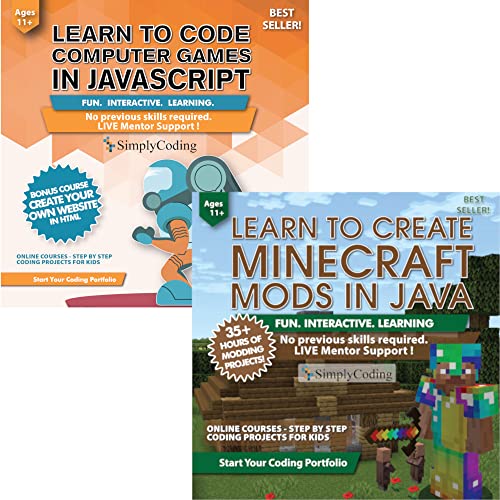Coding for Kids: Javascript Game Design and Minecraft Mods in Java Bundle, Ages 11-18