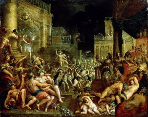 XcBAIHOUD Reproducción de lienzo Lienzo Imagen Lienzo Murales Festa di Mida in onore di Bacco e Sileno di Lucas Van Valckenborch para Decoración de Paredes 60x90cm