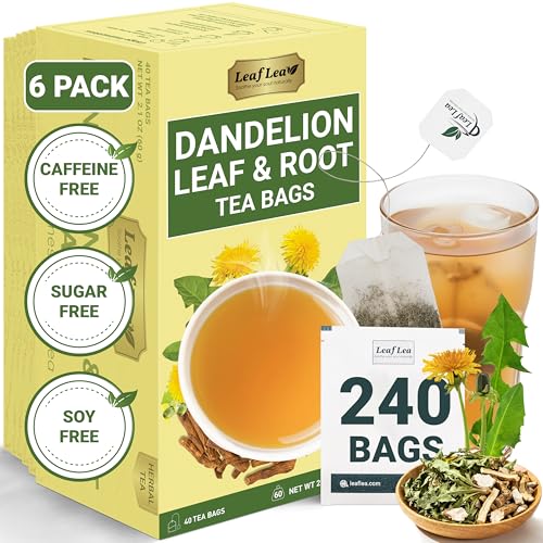 Image of LeafLea Dandelion Root & Leaf Tea Bags, Caffeine-Free, No Sugar, 240 Count