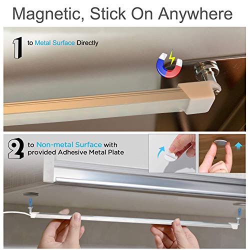 Milpoel Led Strips Craft Light Under Cabinet Lighting Bar Built-In Magnets, Usb Powered Counter Lighting Bar, Led Closet Light,3 Color Temperature #TOP3