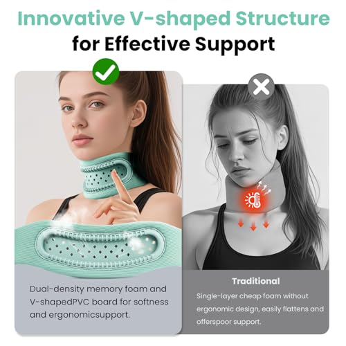 Image of Cervical Collar Neck Brace for Neck Pain & Pressure Relief, Breathable Silicone Frame with Memory Foam, Comfortable Neck Support for Men and Women(Blue)