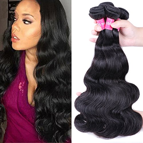Brazilian Virgin Hair Body Wave Human Hair 3 Bundles Weaves 100% Unprocessed Hair Extensions Natural Color (12 14 16)
