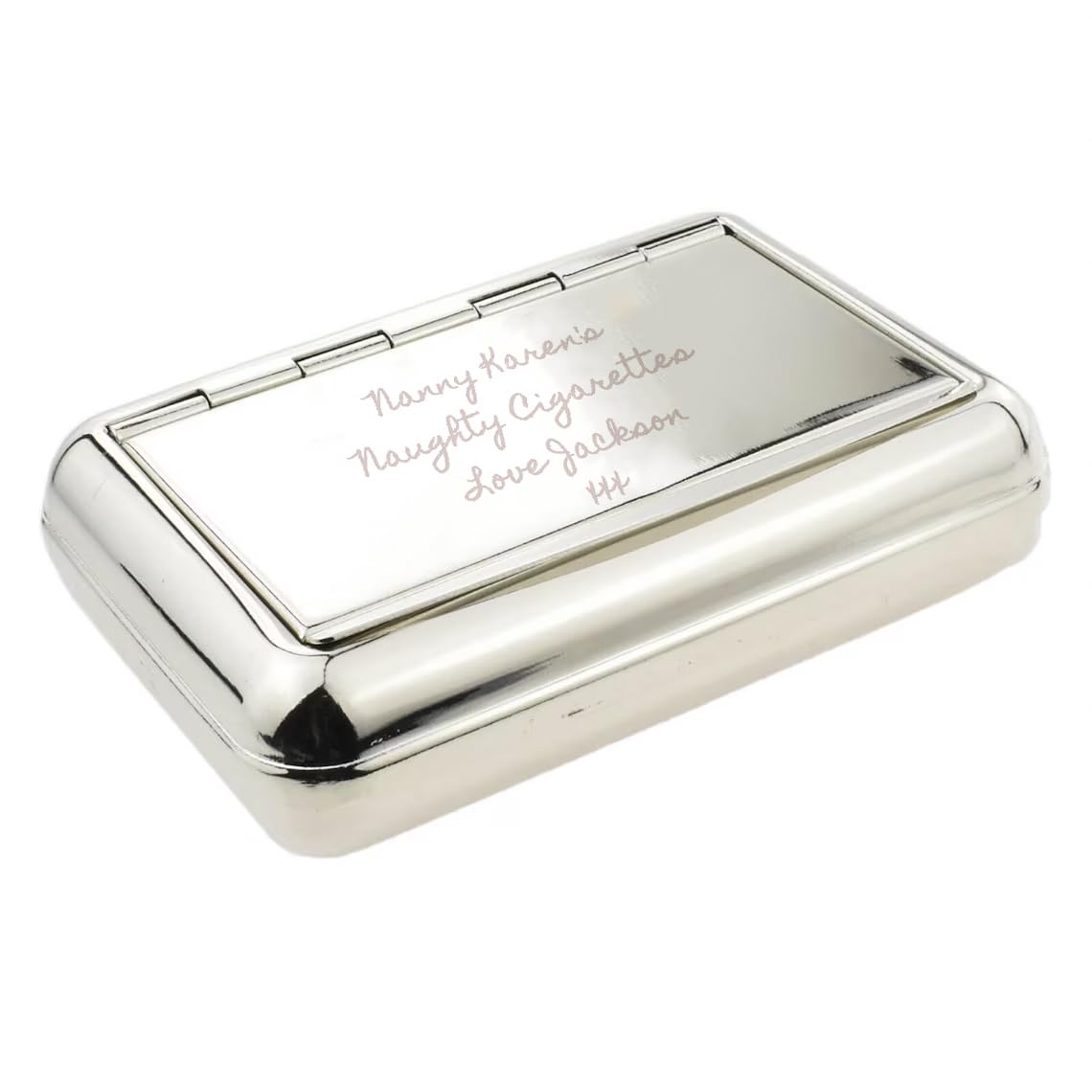 personalized tobacco tin Personalised Message, 1oz Stainless Steel Polished Tobacco Tin with Paper  Holder