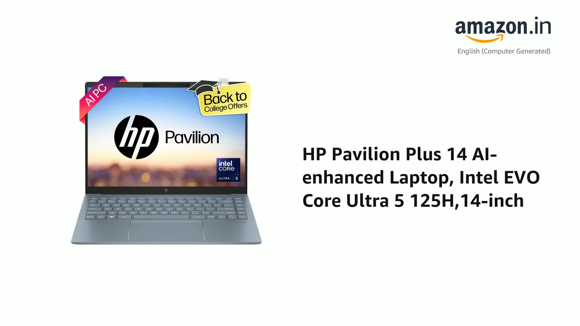 Refurbished) HP Pavilion Plus 14 AI-enhanced Laptop, Intel EVO