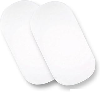 Pair of 100% Cotton Moses Basket Fitted Sheets - Baby Cradle Sheets, Bassinet Fitted Sheets - 35x75cm - White