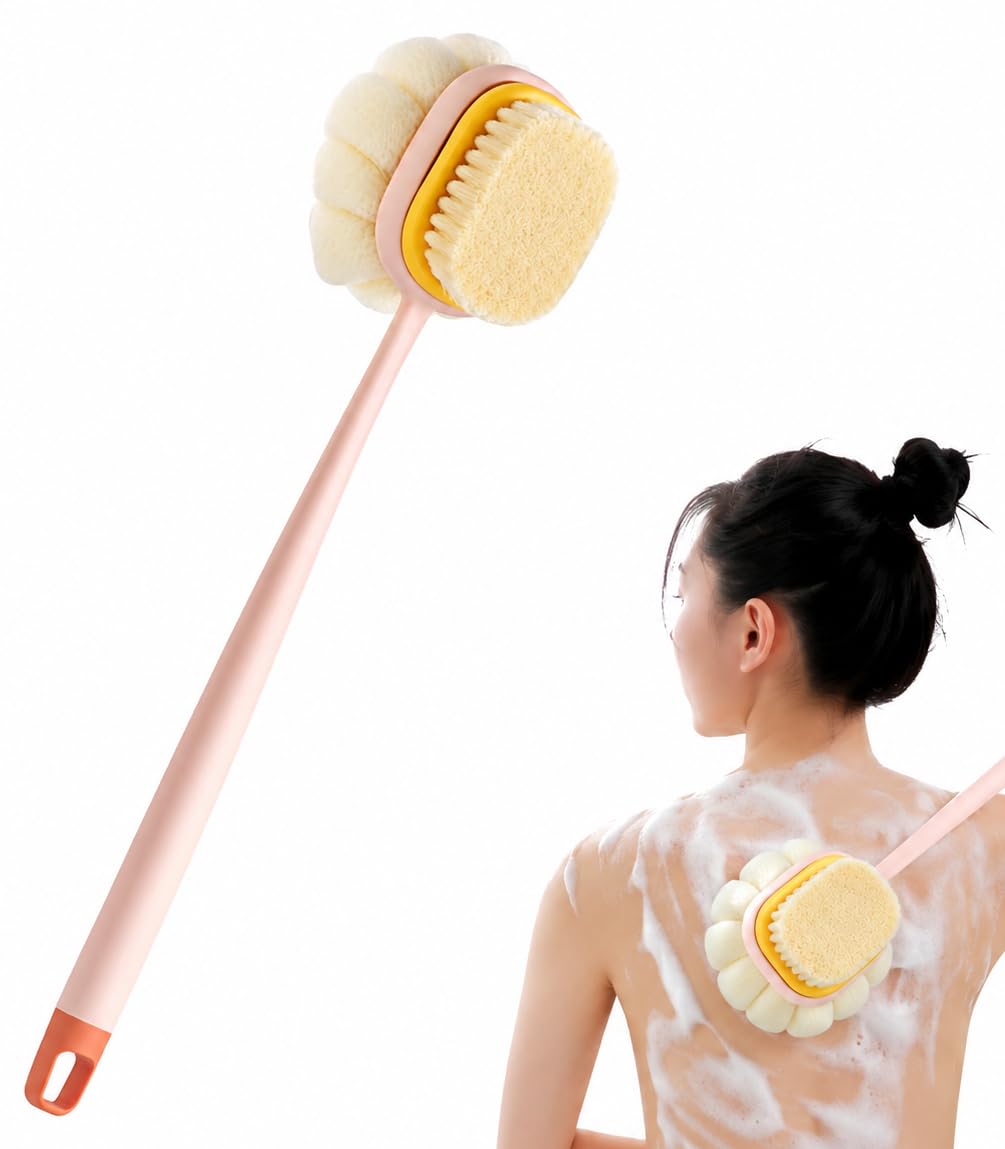 2-in-1 Body Bathing Brush with Soft Bristles & Loofah | Long Handle Back Scrubber & Massage Bath Brush | Deep Cleansing, Exfoliating & Skin Polishing Shower Brush for Men & Women-image-30