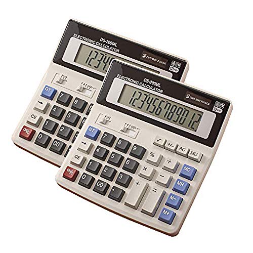 YEBMoo 2 x calculadora grande calculadora electrónica medidor solar y batería pantalla de 12 dígitos multifunción botón grande calculadora escuela de negocios escuela