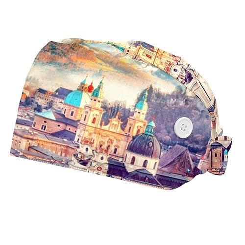 Chapeaux de travail VERED : lot de 2 casquettes ajustables à motif paysage urbain avec bandeau