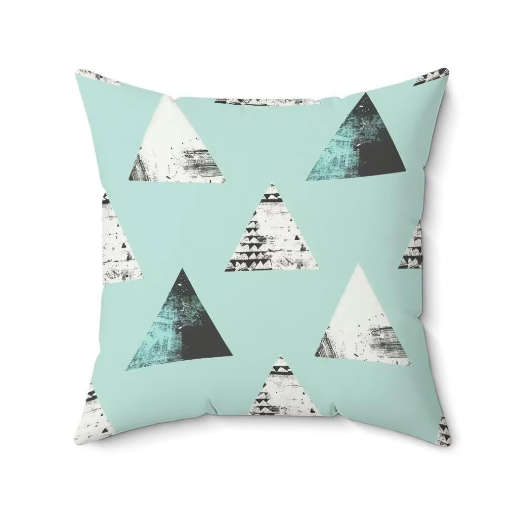 D-1071 poduszka outdoorowa 70 x 70 cm, zestaw 4 sztuk, niebieska, cyjan, poszewka na poduszkę, geometria, wodoodporna, miękka, na sofę, HD, dwustronny nadruk, poduszka dekoracyjna do użytku na