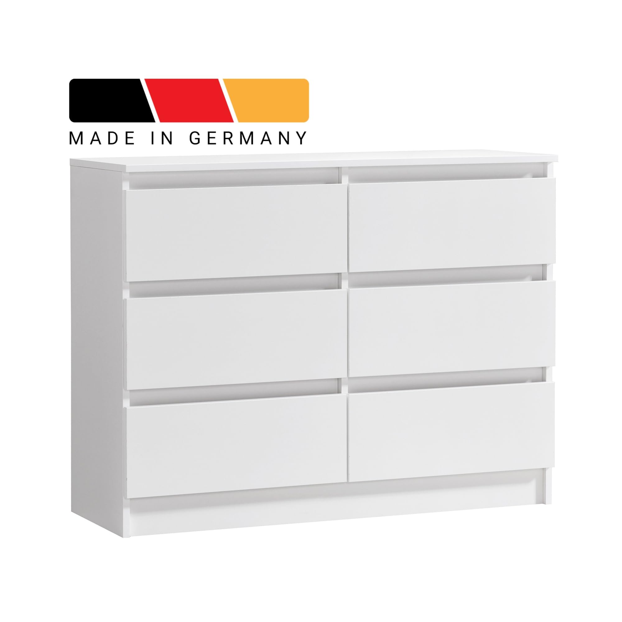 Home Collective Kommode mit 6 Schubladen Kommode weiß Holz Schrank mit Schubladen Sideboard Highboard Anrichte Schlafzimmer Wohnzimmer Flur Büro Organizer Breite 95 cm Höhe 78 cm