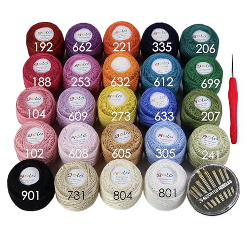 Image of golo 24 Balls Crochet Thread Size 10 Yarn for Hand Knitting Crochet Yarn 10-24-1