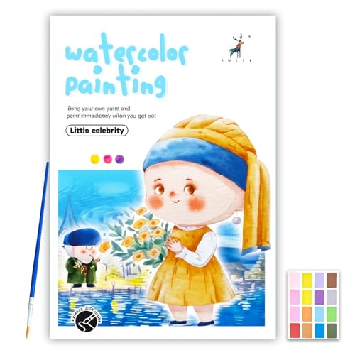 Kit Acuarela para Adultos – NANASUGUR Set Portátil con Libro de Colorear por Números, 16 Colores Vibrantes Libro para Colorear Acuarela Blocs y Cuadernos de Dibujo